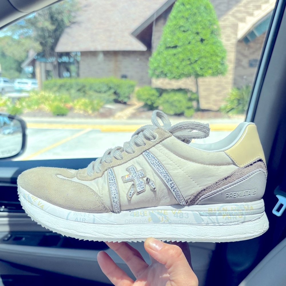 Premiata Conny Sneakers. Size 38 (US 7/12 or 8) Color scheme: gray and cream.